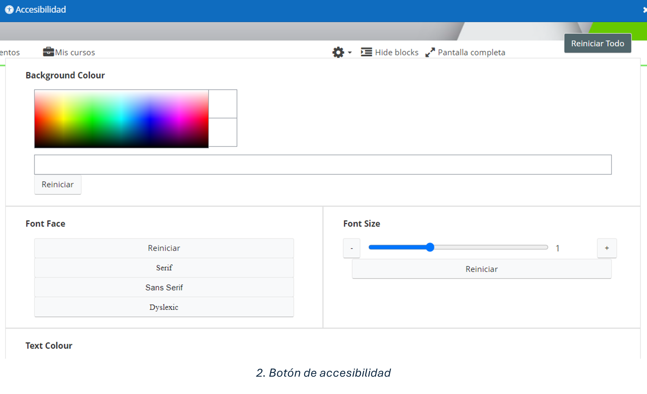 Opciones de accesibilidad en Moodle
