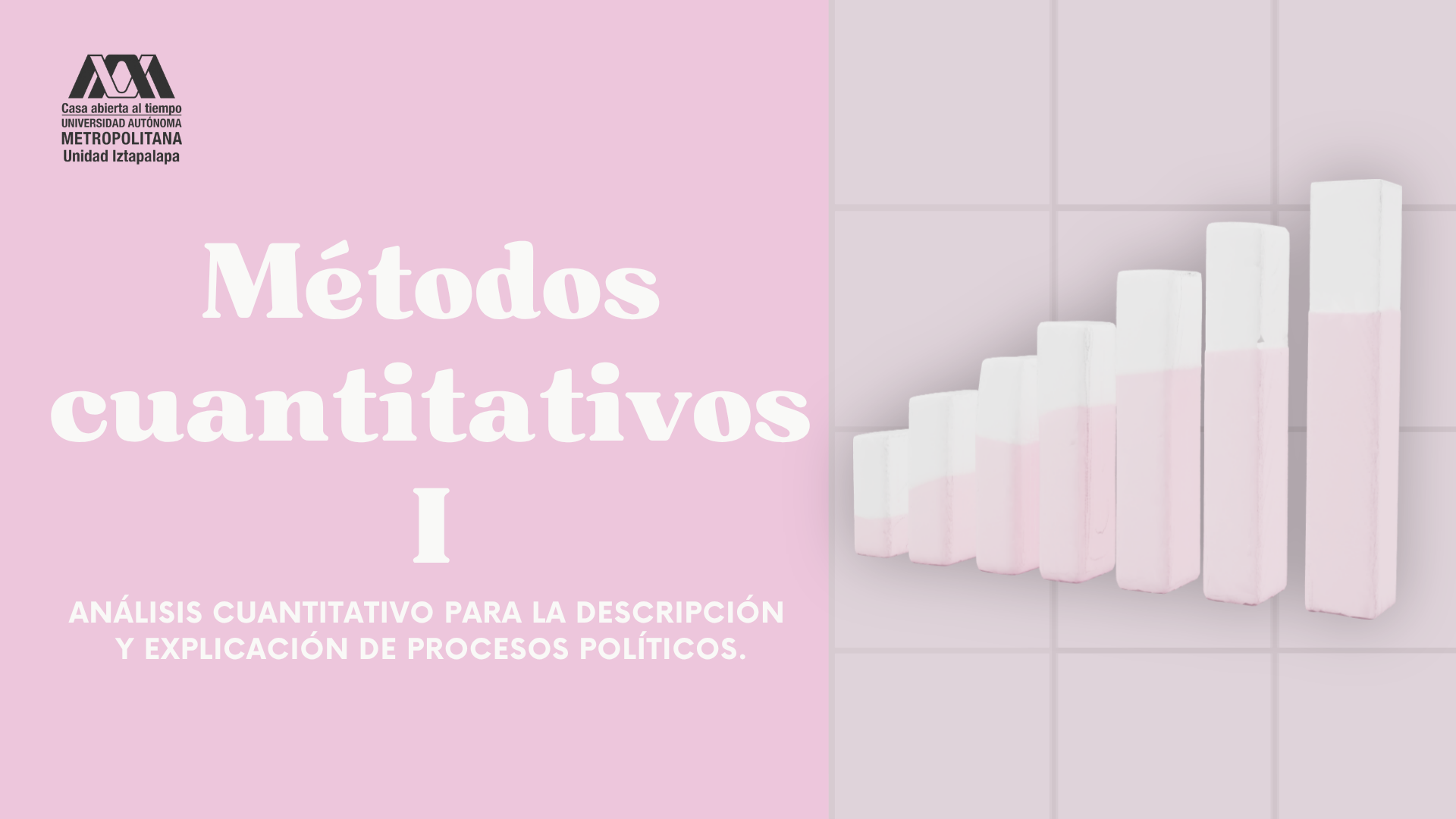Portada con el texto"Métodos cuantitativos 1. Análisis cuantitativo para la descripción y explicación de procesos políticos"